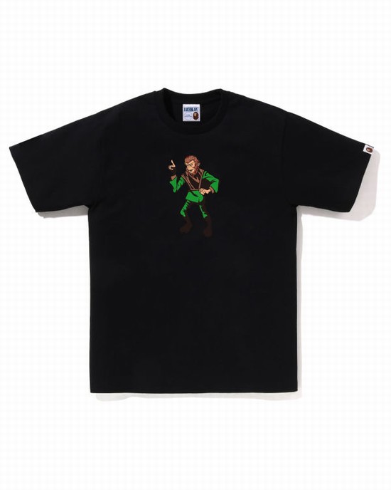 Camiseta Bape Ape Hombre Negros | 481603-DYC