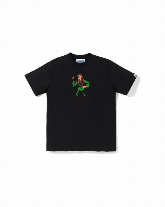 Camiseta Bape Ape Jr Niños Negros | 574192-CKV