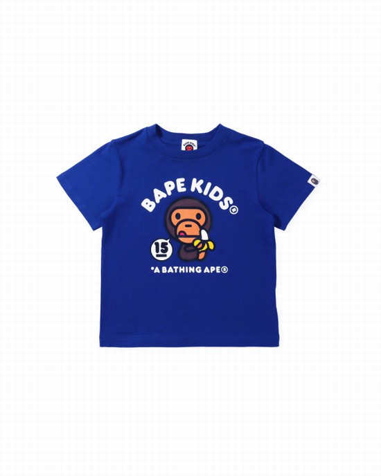 Camiseta Bape BK15TH Anniversay Milo Niños Azules | 468357-RBQ