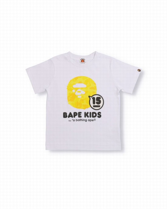 Camiseta Bape BK15th Anniversary ABC Camo Ape Head Niños Blancos | 854136-UEG