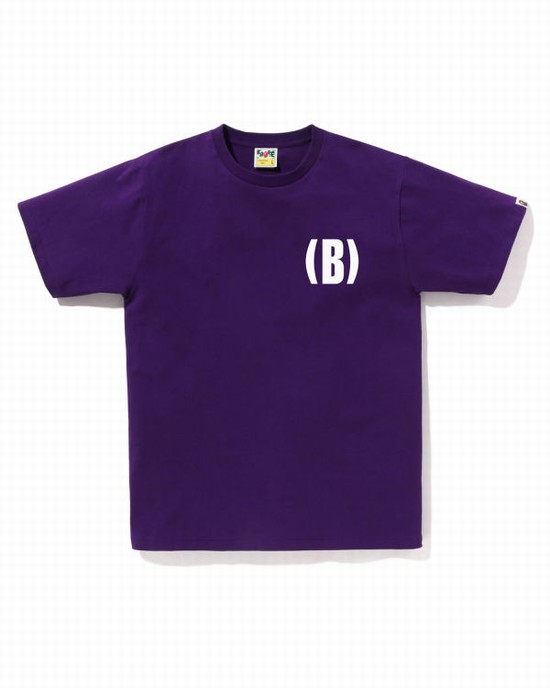 Camiseta Bape B One Point Hombre Morados | 057943-CFZ