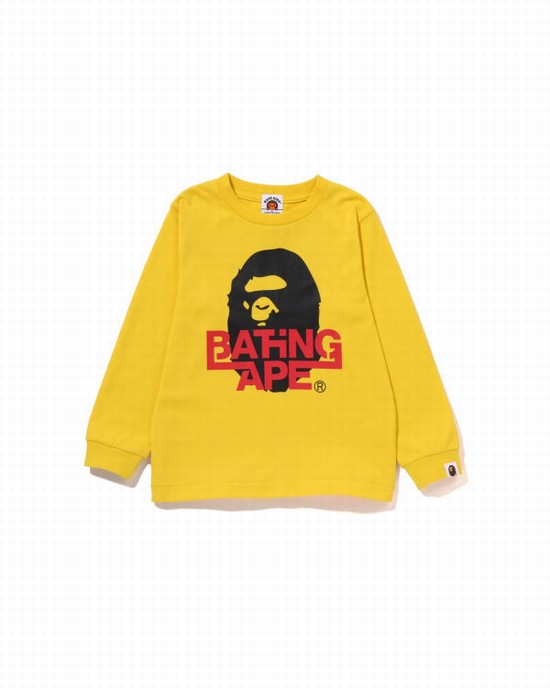 Camiseta Bape Bathing Ape Ape Head L/S Niños Amarillos | 895324-YSZ