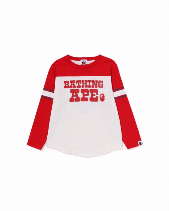 Camiseta Bape Bathing Ape Football L/S Niños Blancos | 740165-HVA