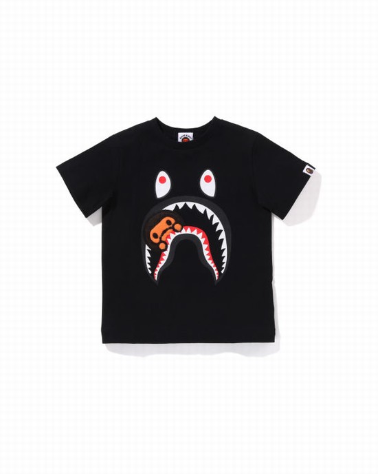 Camiseta Bape Boa Fleece Milo Shark Niños Negros | 354879-DNW