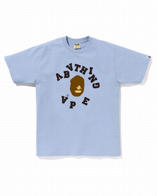 Camiseta Bape Broken College Hombre Azules | 109564-QHP