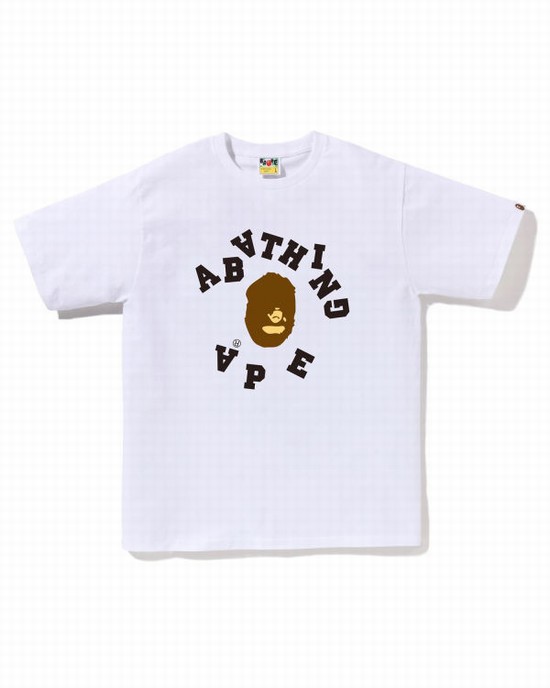 Camiseta Bape Broken College Hombre Blancos | 954782-YEB