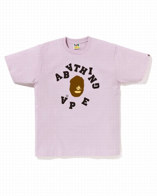 Camiseta Bape Broken College Hombre Morados | 568271-GQE