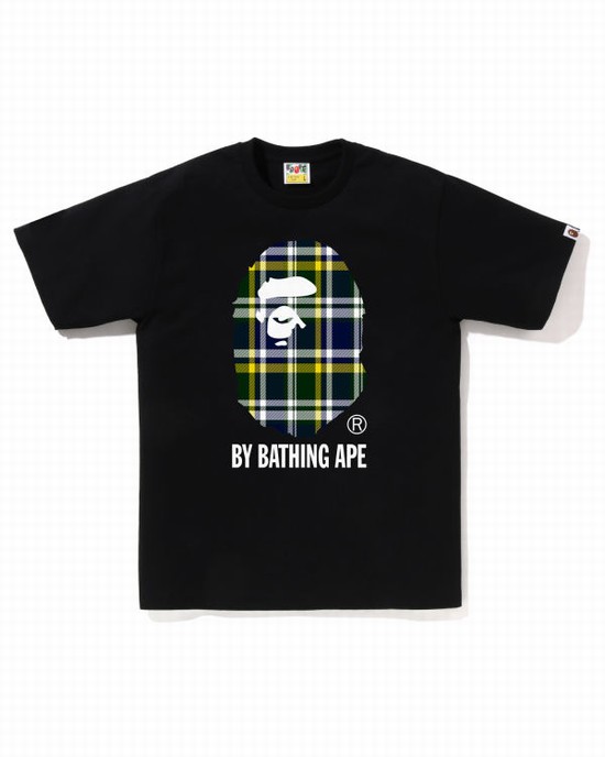 Camiseta Bape Check By Bathing Ape Hombre Negros | 583104-QHK