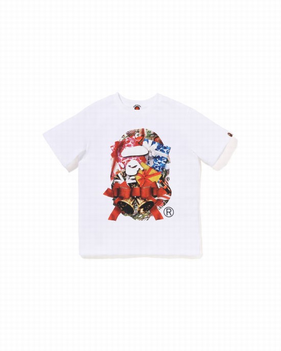 Camiseta Bape Christmas Ape Head Niños Blancos | 842706-ONZ