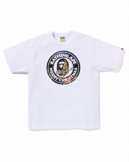 Camiseta Bape Christmas Busy With Trabajo Hombre Blancos | 549287-CMW