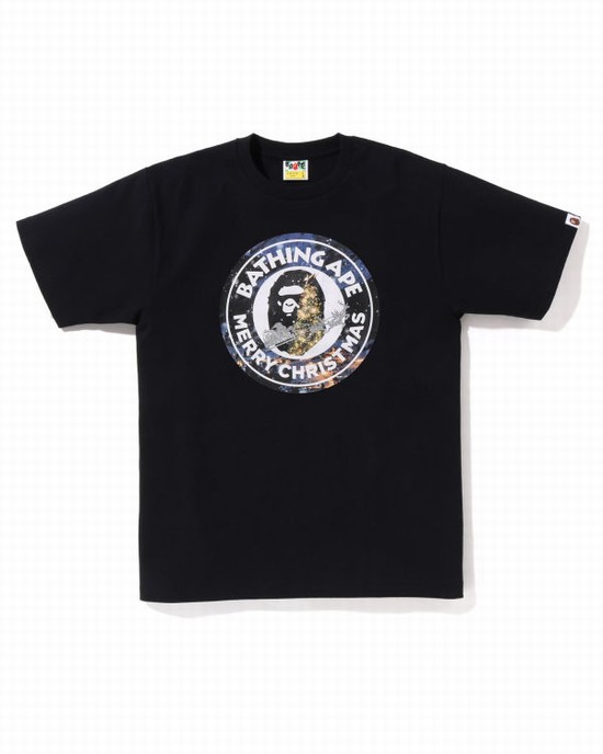 Camiseta Bape Christmas Busy With Trabajo Hombre Negros | 721450-APE