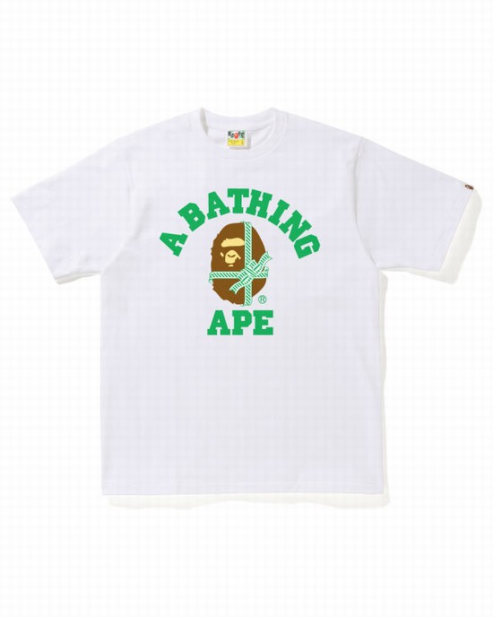 Camiseta Bape Christmas College Hombre Blancos | 014593-CFW