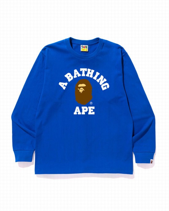 Camiseta Bape College Hombre Azul Rey Azules | 184673-HXF