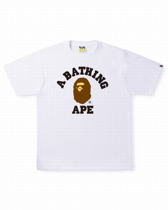 Camiseta Bape College Hombre Blancos | 314625-ROM