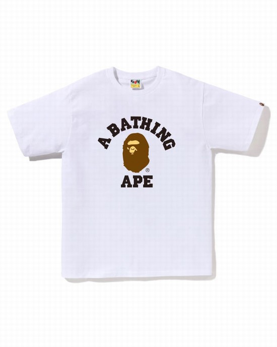 Camiseta Bape College Hombre Blancos | 945032-DAG