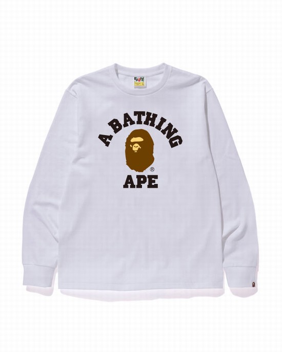 Camiseta Bape College Hombre Blancos | 987145-VYX