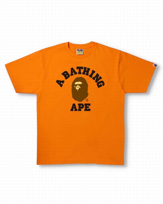 Camiseta Bape College Hombre Naranjas | 015364-GMX