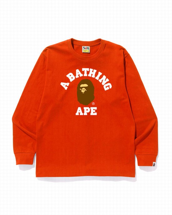 Camiseta Bape College Hombre Naranjas | 140528-PIL