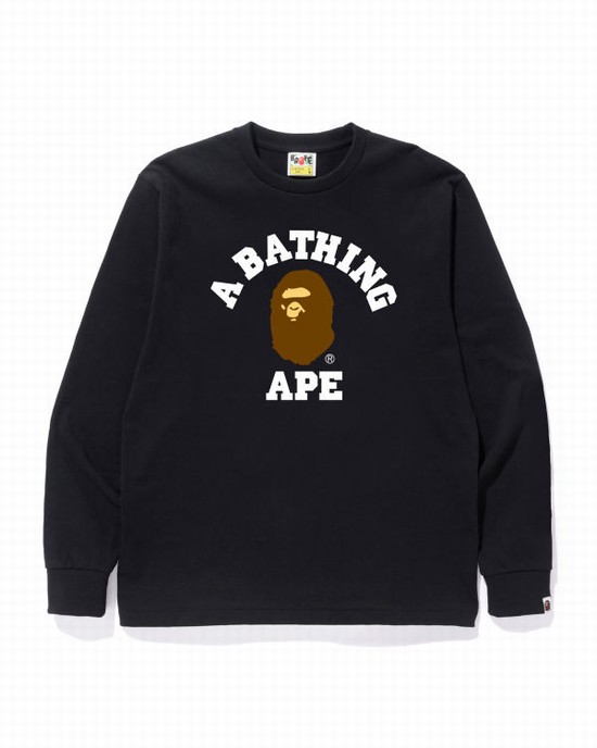 Camiseta Bape College Hombre Negros | 807931-ZBE