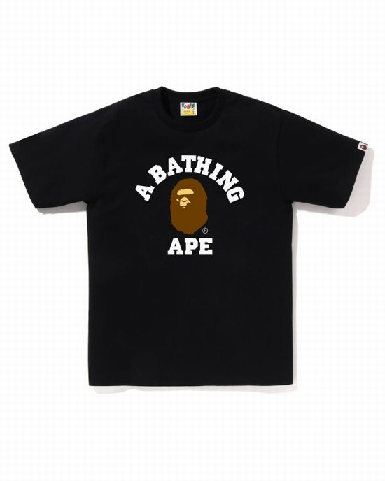 Camiseta Bape College Hombre Negros | 914506-PGC