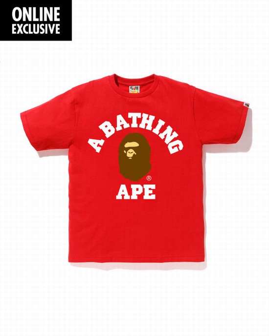 Camiseta Bape College Hombre Rojos Claro | 386127-BRS