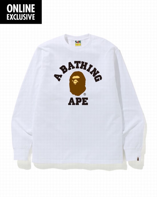 Camiseta Bape College logo Hombre Blancos | 491307-OSP