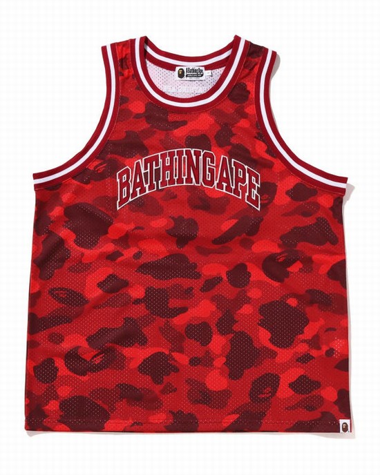 Camiseta Bape Color Camo Basketball Hombre Rojos | 756812-BVC