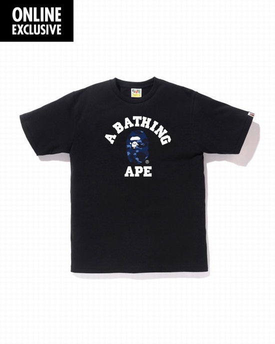 Camiseta Bape Color Camo College Hombre Azul Marino Azules | 016354-EBU