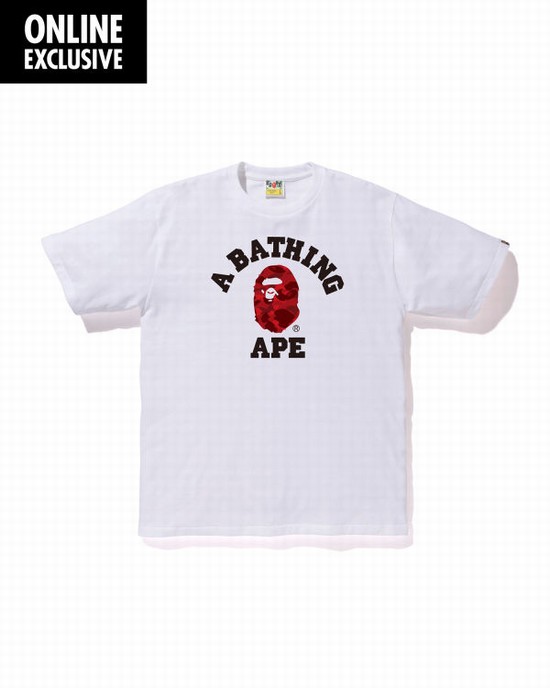 Camiseta Bape Color Camo College Hombre Rojos Oscuro | 713986-HMD