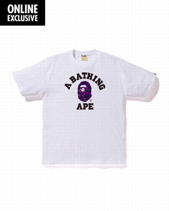 Camiseta Bape Color Camo College Hombre Morados | 796208-JLZ