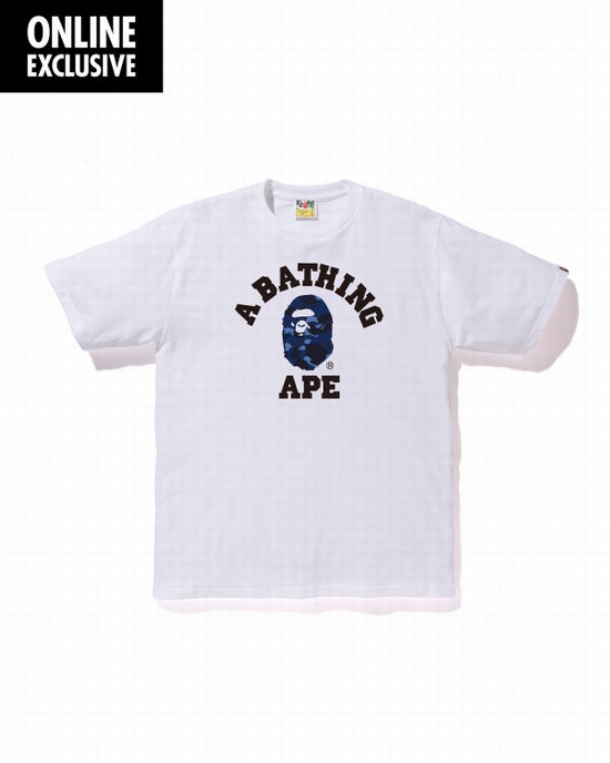 Camiseta Bape Color Camo College Hombre Azules | 869510-HDP