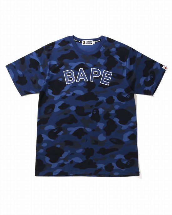 Camiseta Bape Color Camo Hombre Azul Marino Azules | 573804-KMI