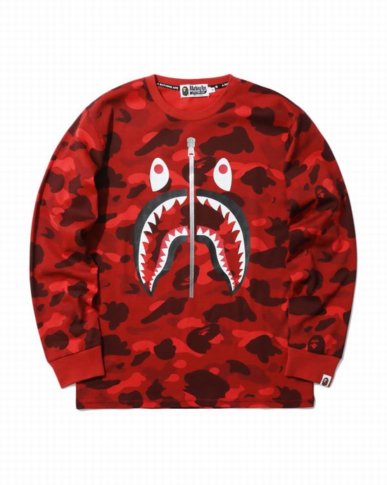 Camiseta Bape Color Camo Shark Hombre Rojos Claro | 958137-ZQH