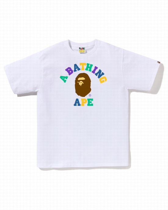 Camiseta Bape Colors College Hombre Blancos | 301672-BHX