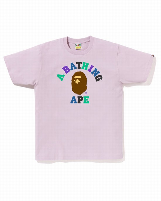 Camiseta Bape Colors College Hombre Morados | 109654-NIU