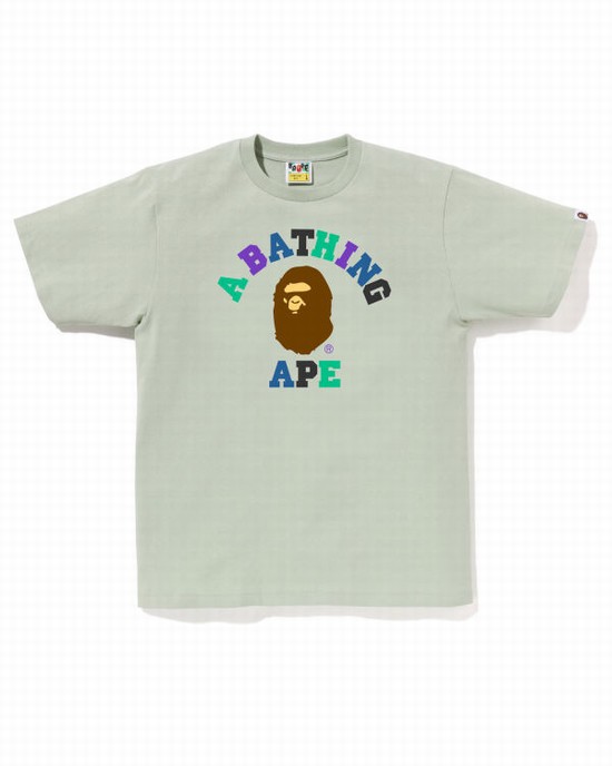 Camiseta Bape Colors College Hombre Verdes | 728961-YHV