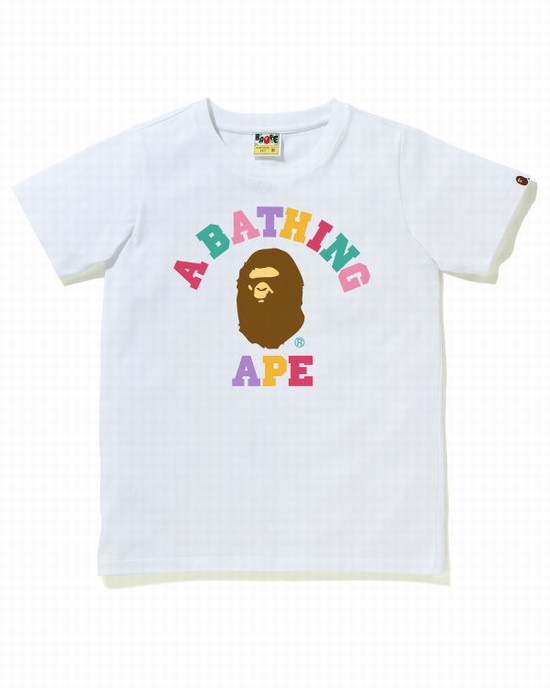 Camiseta Bape Colors College Mujer Blancos | 136947-JDP