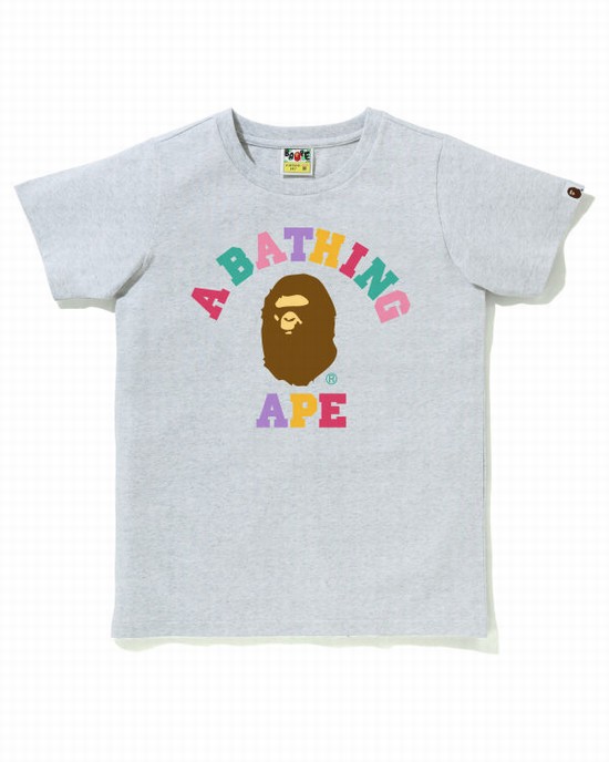 Camiseta Bape Colors College Mujer Grises | 819423-EVY