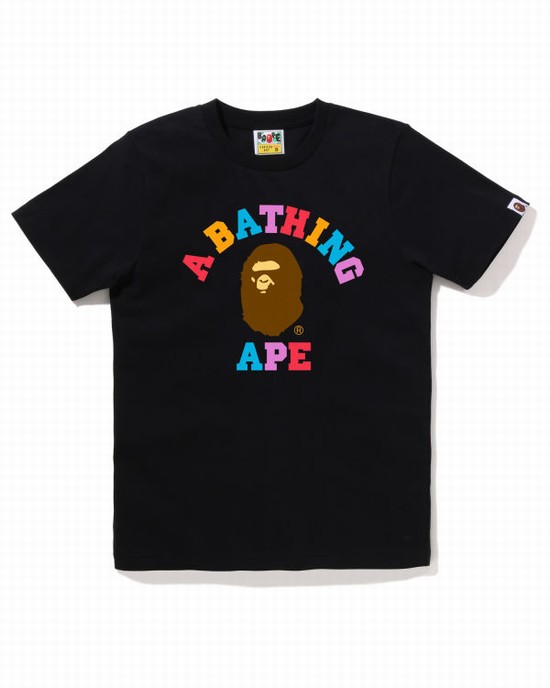 Camiseta Bape Colors College Mujer Negros | 490152-OSG