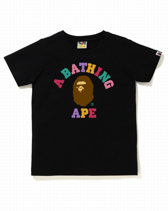 Camiseta Bape Colors College Mujer Negros | 721536-AMH