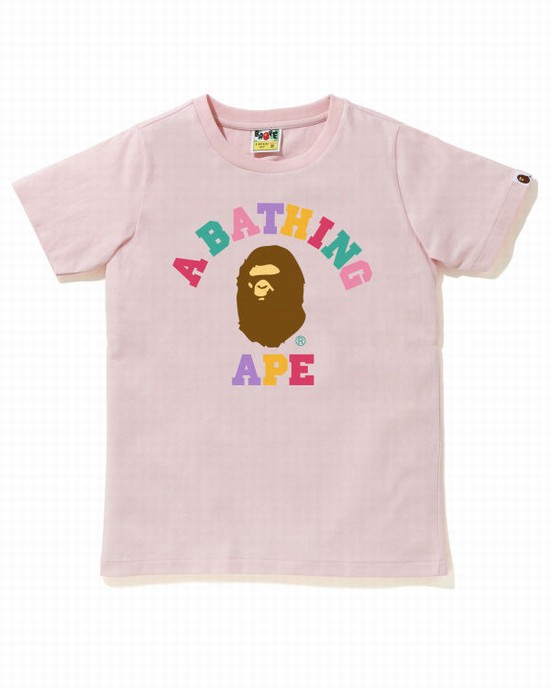 Camiseta Bape Colors College Mujer Rosas | 728645-SEN