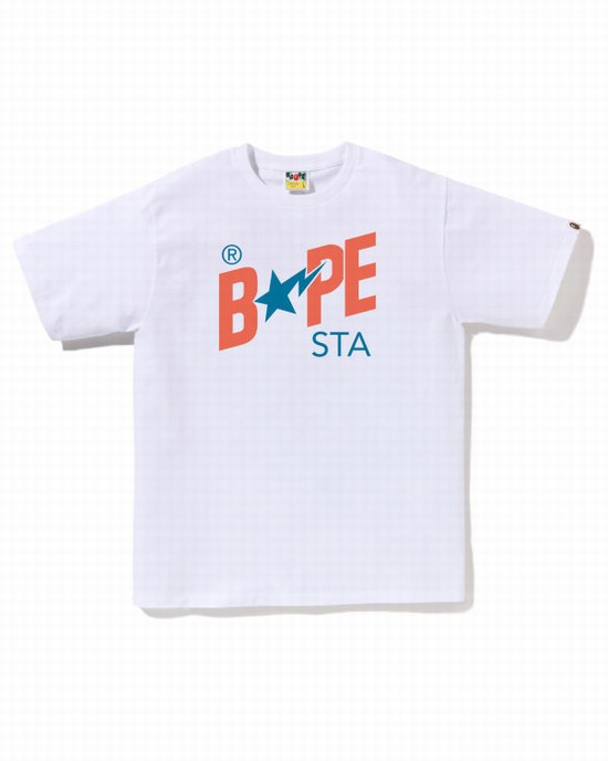 Camiseta Bape Colors STA Logo Hombre Blancos | 036975-YVD