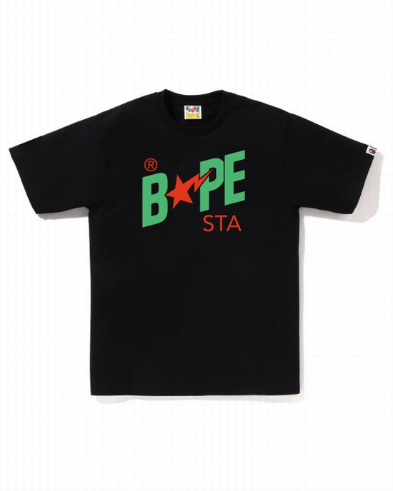 Camiseta Bape Colors STA Logo Hombre Negros | 294031-JUR