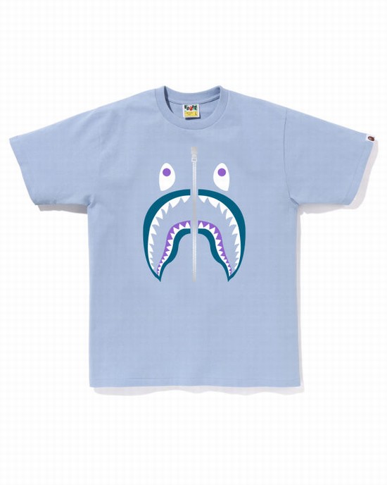 Camiseta Bape Colors Shark Hombre Azules Claro | 390547-ITV