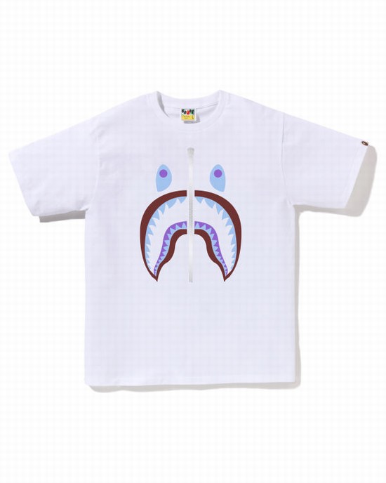 Camiseta Bape Colors Shark Hombre Blancos | 296841-CZH