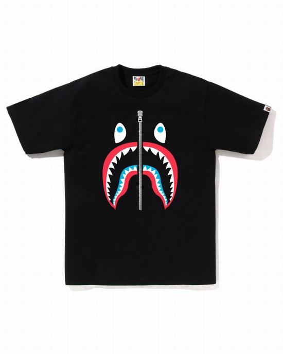 Camiseta Bape Colors Shark Hombre Negros | 506349-DEJ