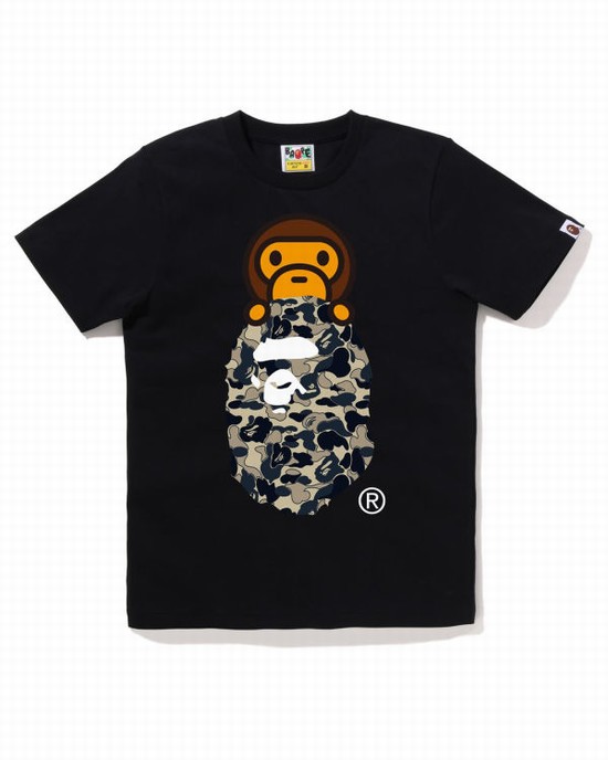 Camiseta Bape Cookie Camo 2 Milo On Ape Head Mujer Negros | 728014-RGQ