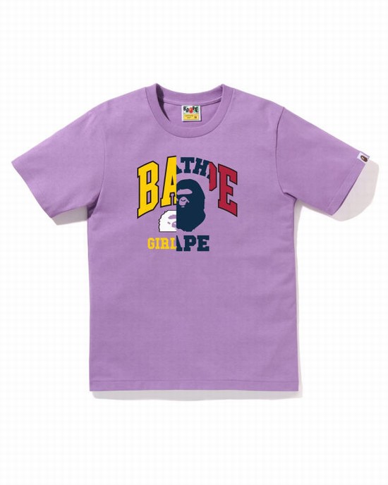 Camiseta Bape Docking Estampados Mujer Morados | 130462-NXY