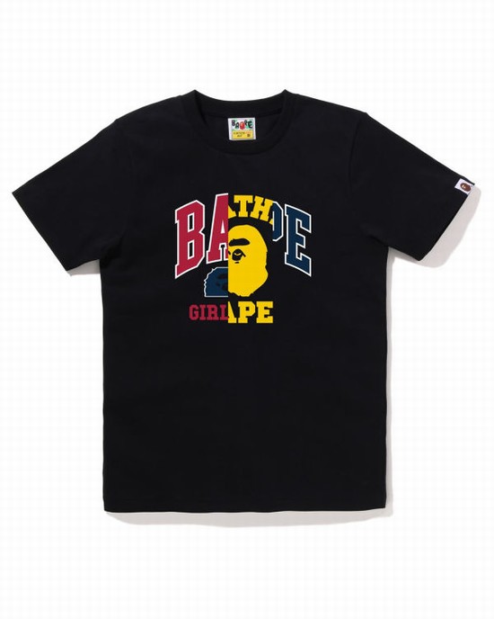 Camiseta Bape Docking Estampados Mujer Negros | 193258-PLQ