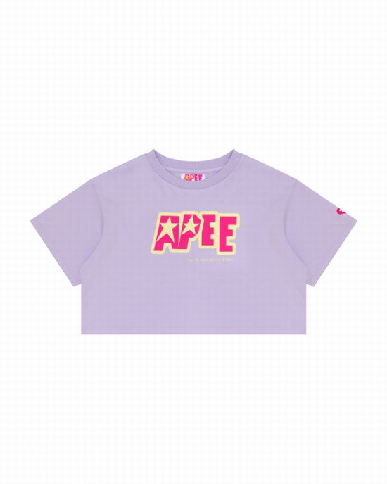 Camiseta Bape Double logo cropped Mujer Morados | 937216-GDU